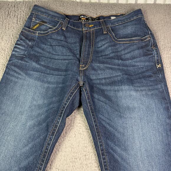 Ariat Jeans Mens 36x30 Blue Denim M4 Relaxed Boot Cut Western Cowboy Faded - Picture 1 of 11
